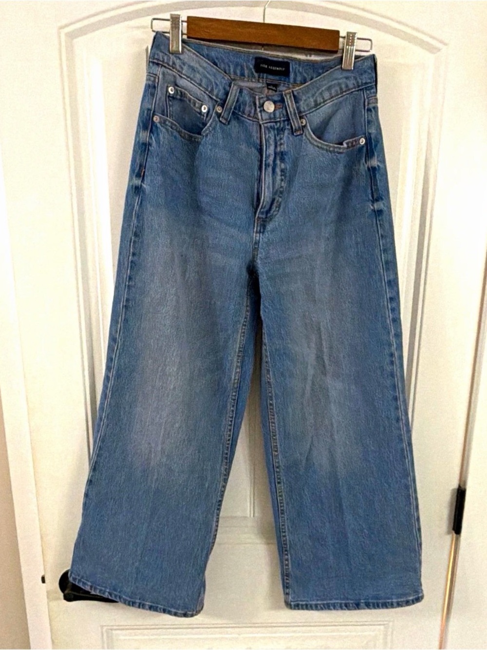 High-Rise Wide-Leg Ankle Jeans in Light Blue by The Kooples